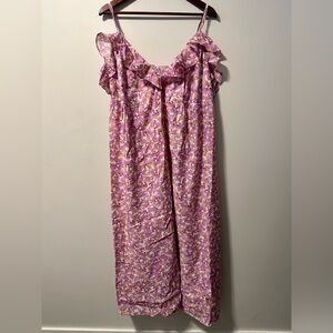H&M Floral Flounced V-Neck Sleeveless Midi Dress Size XXL
